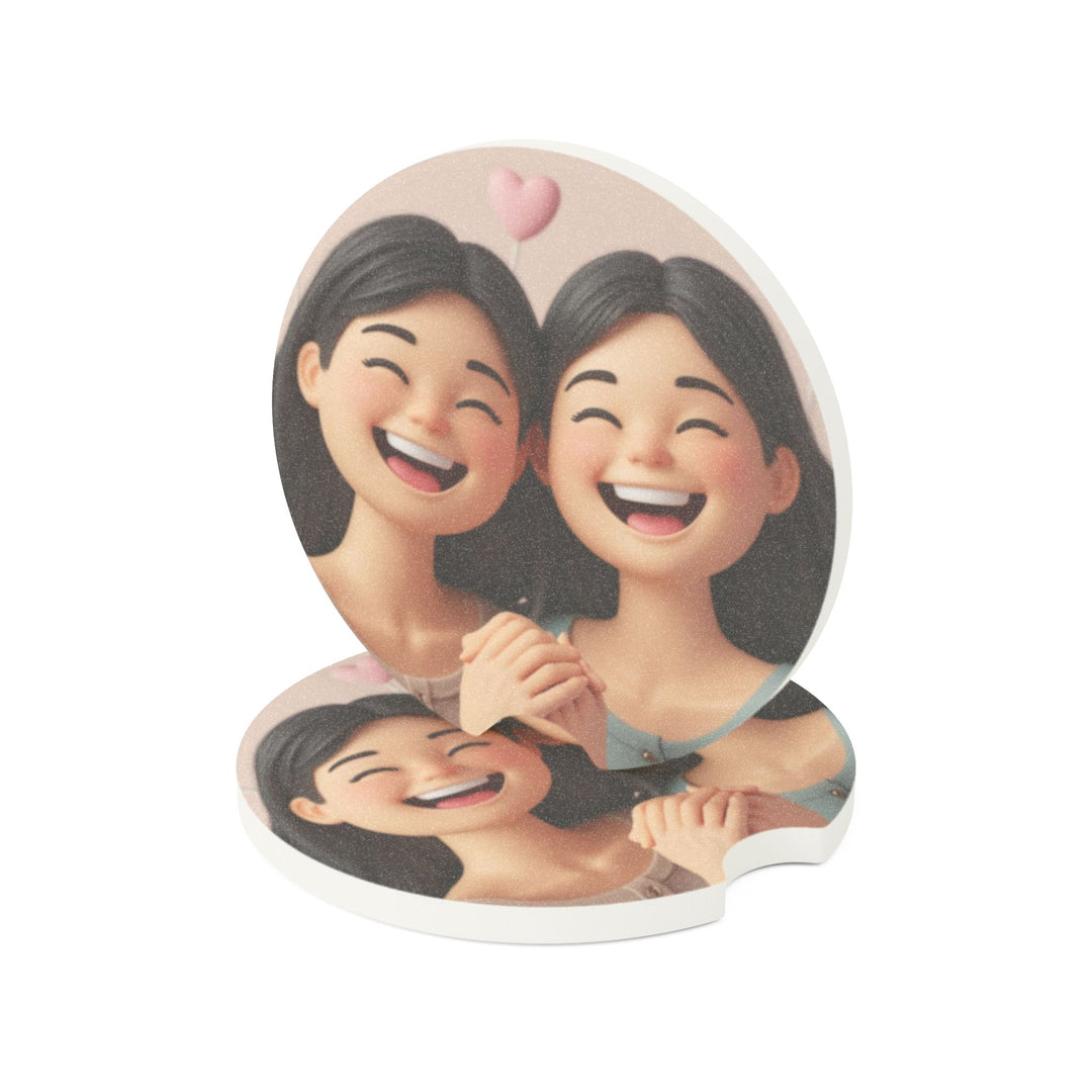 Soapstone Car Coaster – Cute 3D Cartoon Girls, Absorbent & Stylish Gift