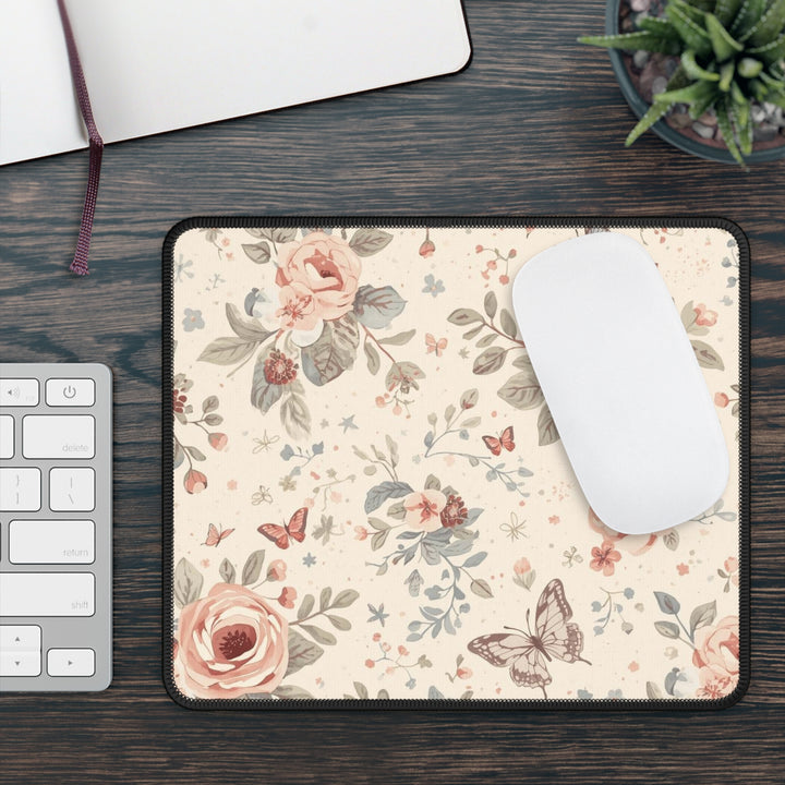 Floral Gaming Mouse Pad – Pastel Roses & Butterflies, XL Precision Mat