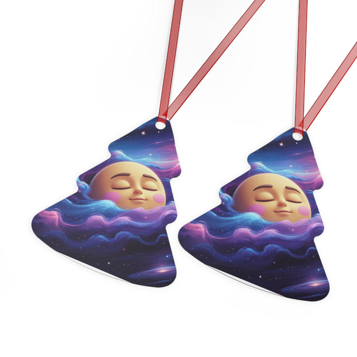 Galaxy Moon Metal Ornament – Custom Holiday Décor, Whimsical Starry Design