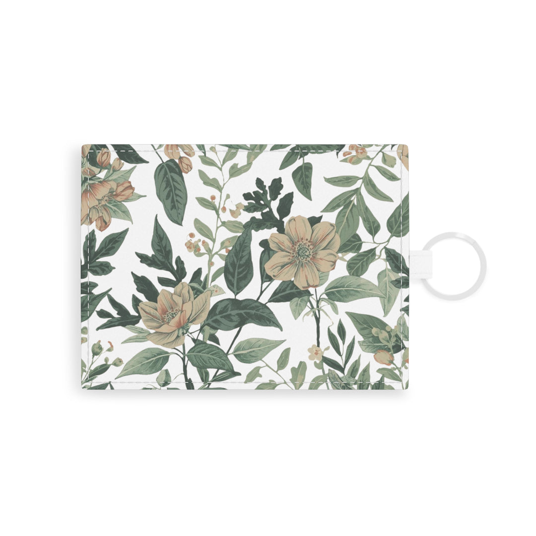 Personalized Saffiano Leather Card Holder – Vintage Floral, Slim & Chic