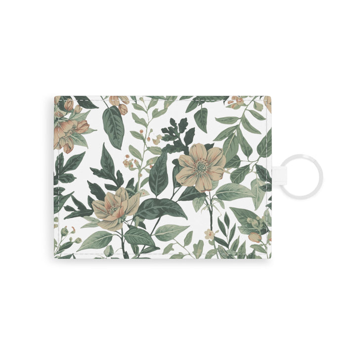 Personalized Saffiano Leather Card Holder – Vintage Floral, Slim & Chic