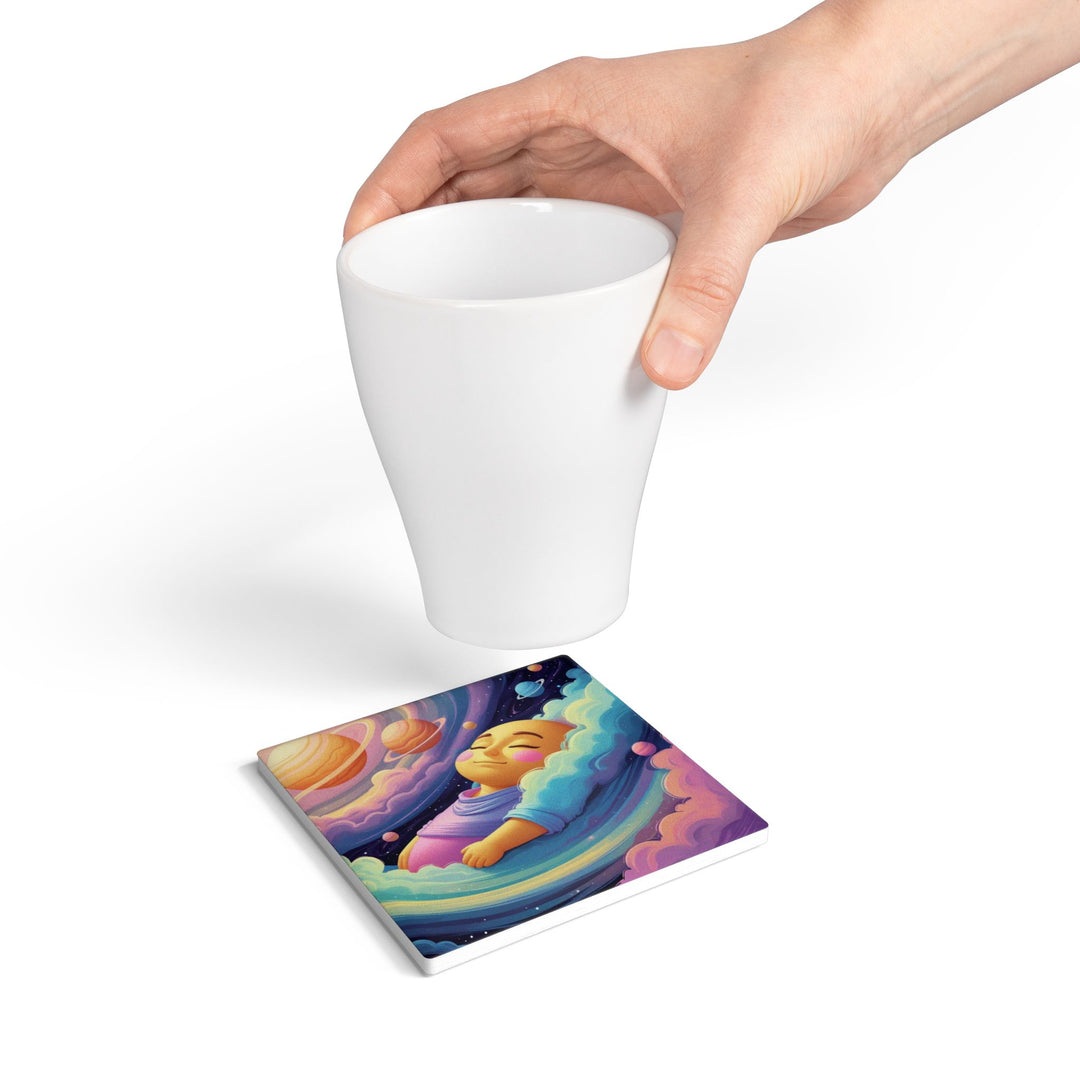 Galaxy Baby Dream Ceramic Coaster – Cute Pastel Space Nursery Decor