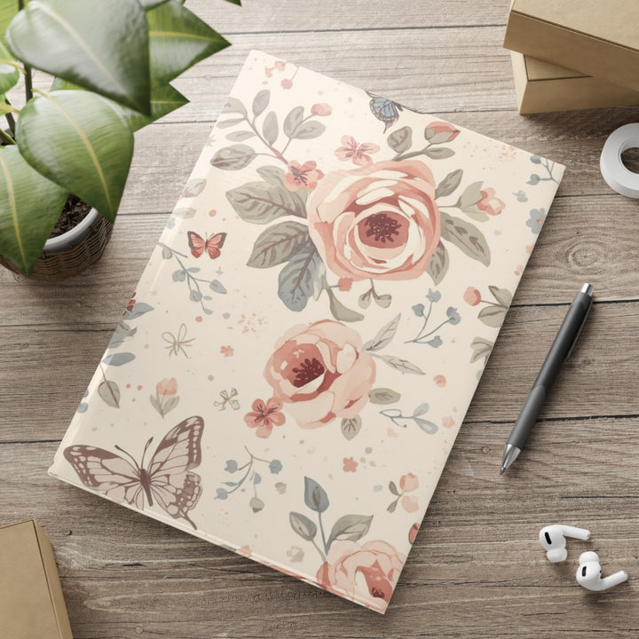 Floral Puffy Hardcover Notebook – Luxe Pastel Roses, Customizable, A4/A5/B5