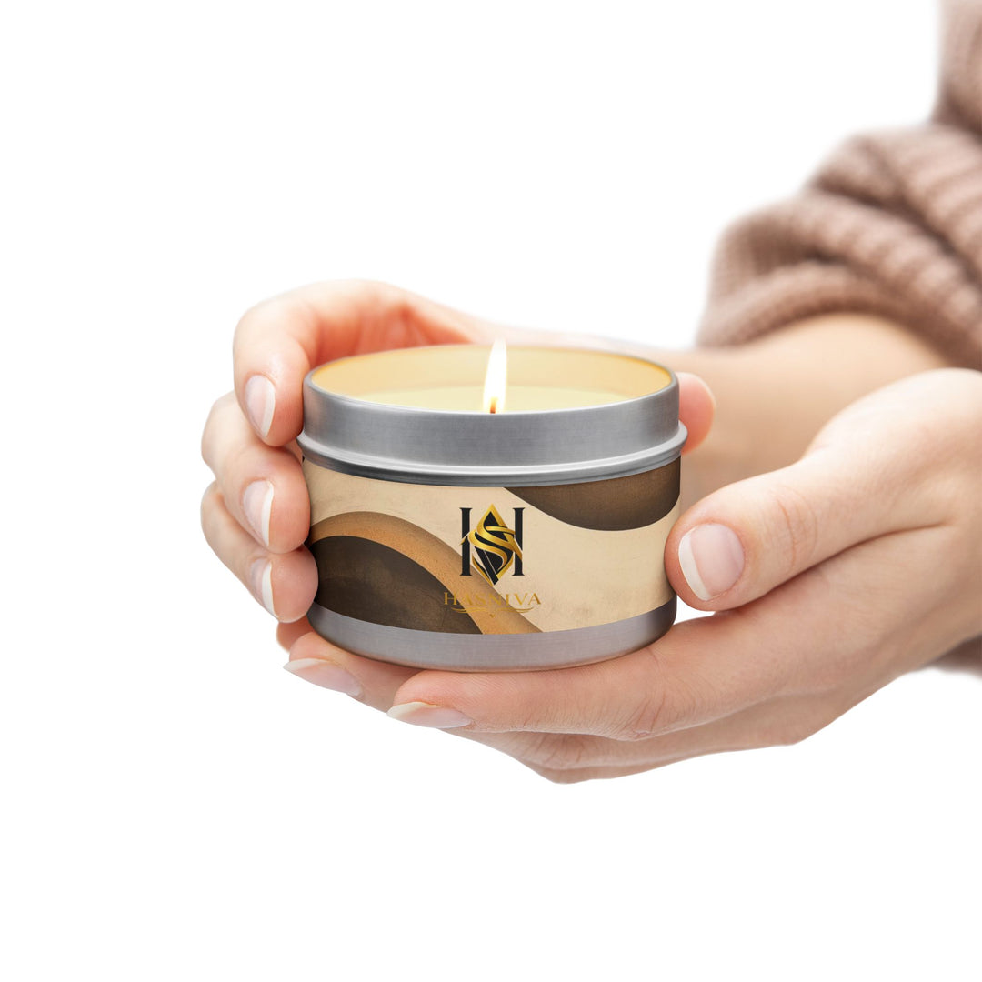 Handcrafted Abstract Wave Tin Candle – Cozy Mid-Century Modern Decor Gift