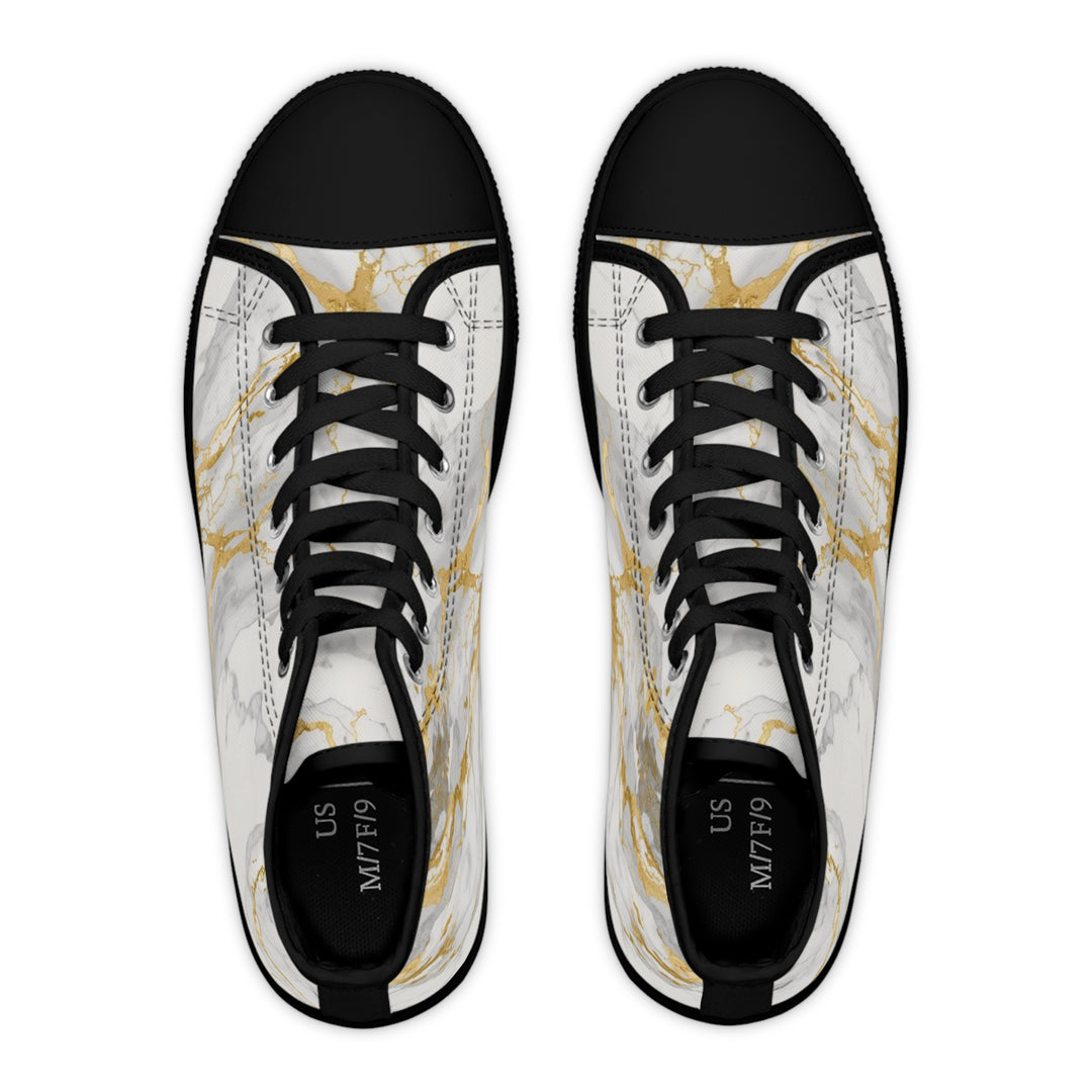 Women's Marble High Top Sneakers – Gold Vein Luxe, Stylish & Comfy