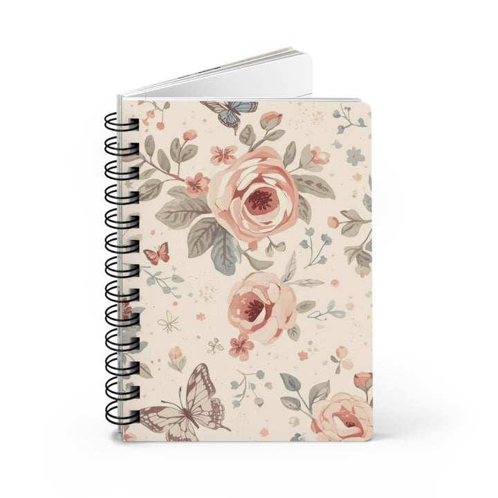 Spiral Bound Floral Journal – Vintage Roses, Pastel Butterflies, Customizable