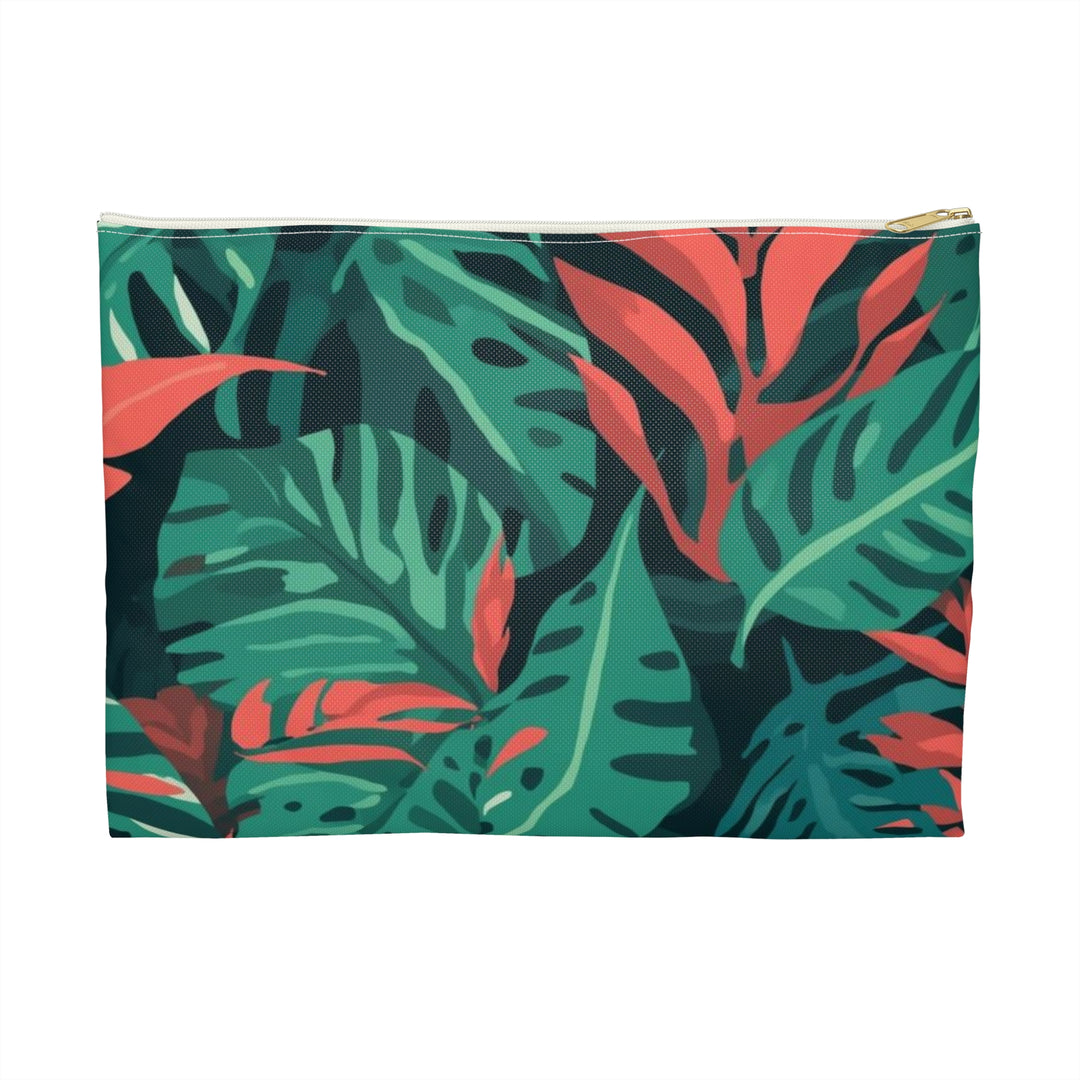 Chic Tropical Leaf Accessory Pouch – Trendy Jungle Print Organizer Bag