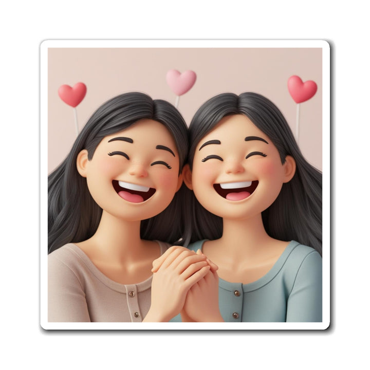 Custom Cartoon Friendship Magnets – Cute 3D Girls, Joyful & Playful Decor