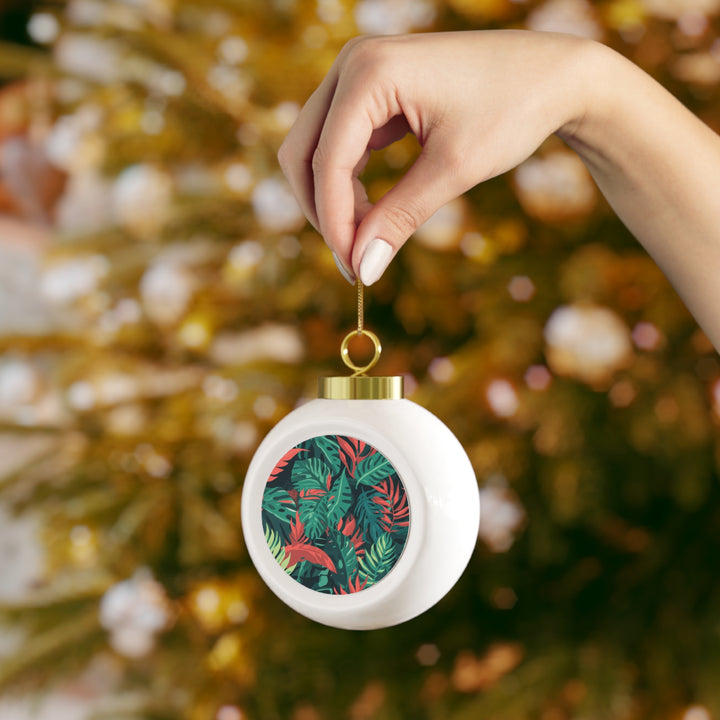 Personalized Tropical Leaf Ball Ornament – Handcrafted Holiday Tree Decor