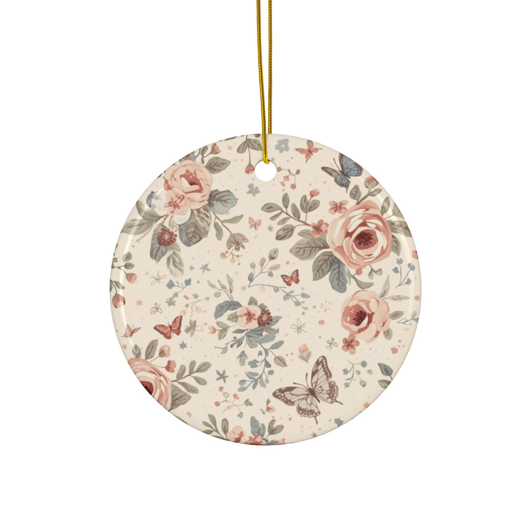 Custom Floral Double-Sided Ceramic Ornaments – Vintage Roses, Set of 1-10