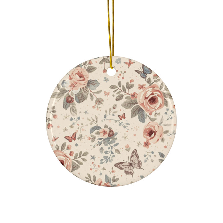 Custom Floral Double-Sided Ceramic Ornaments – Vintage Roses, Set of 1-10