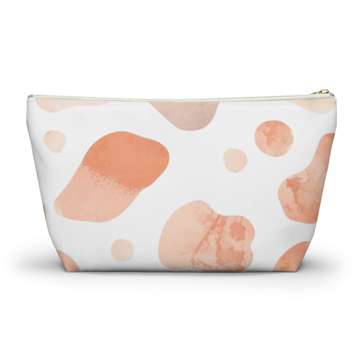 Chic T-Bottom Accessory Pouch – Blush & Peach Abstract Watercolor Design