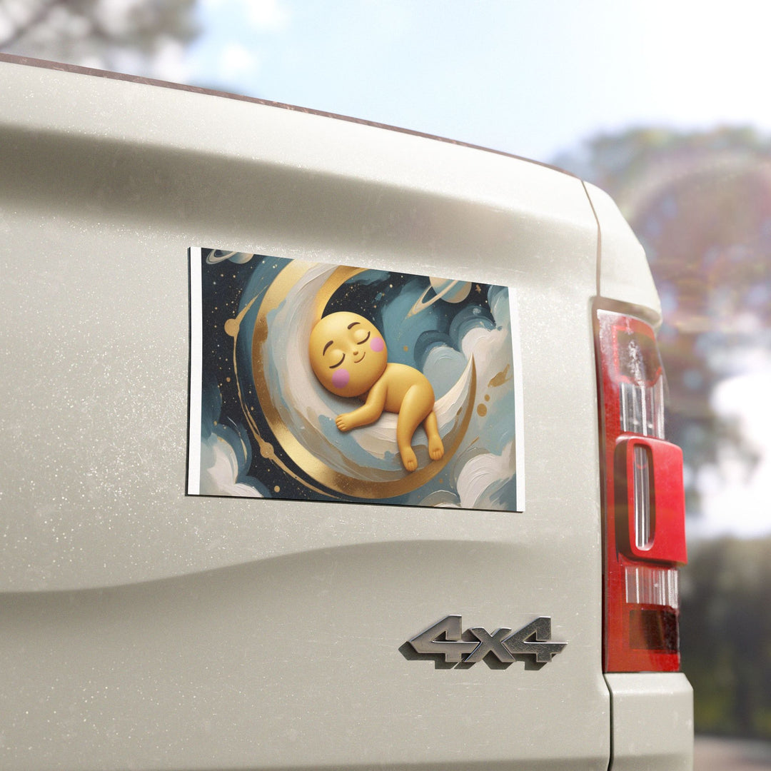 Custom Car Magnet – Cute Celestial Baby Moon Design, Weatherproof & Removable