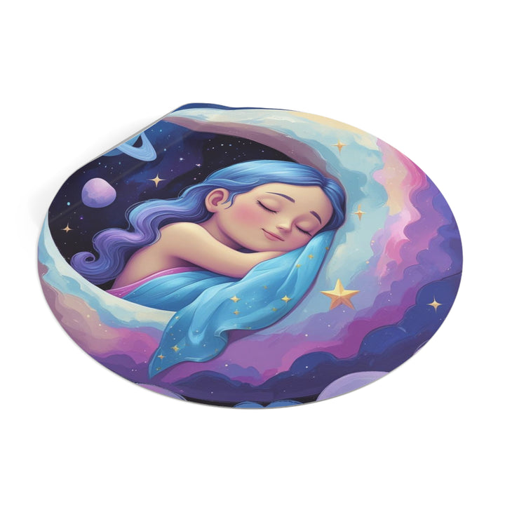 Dreamy Girl on Moon Custom Round Vinyl Sticker – Waterproof, Trendy & Durable