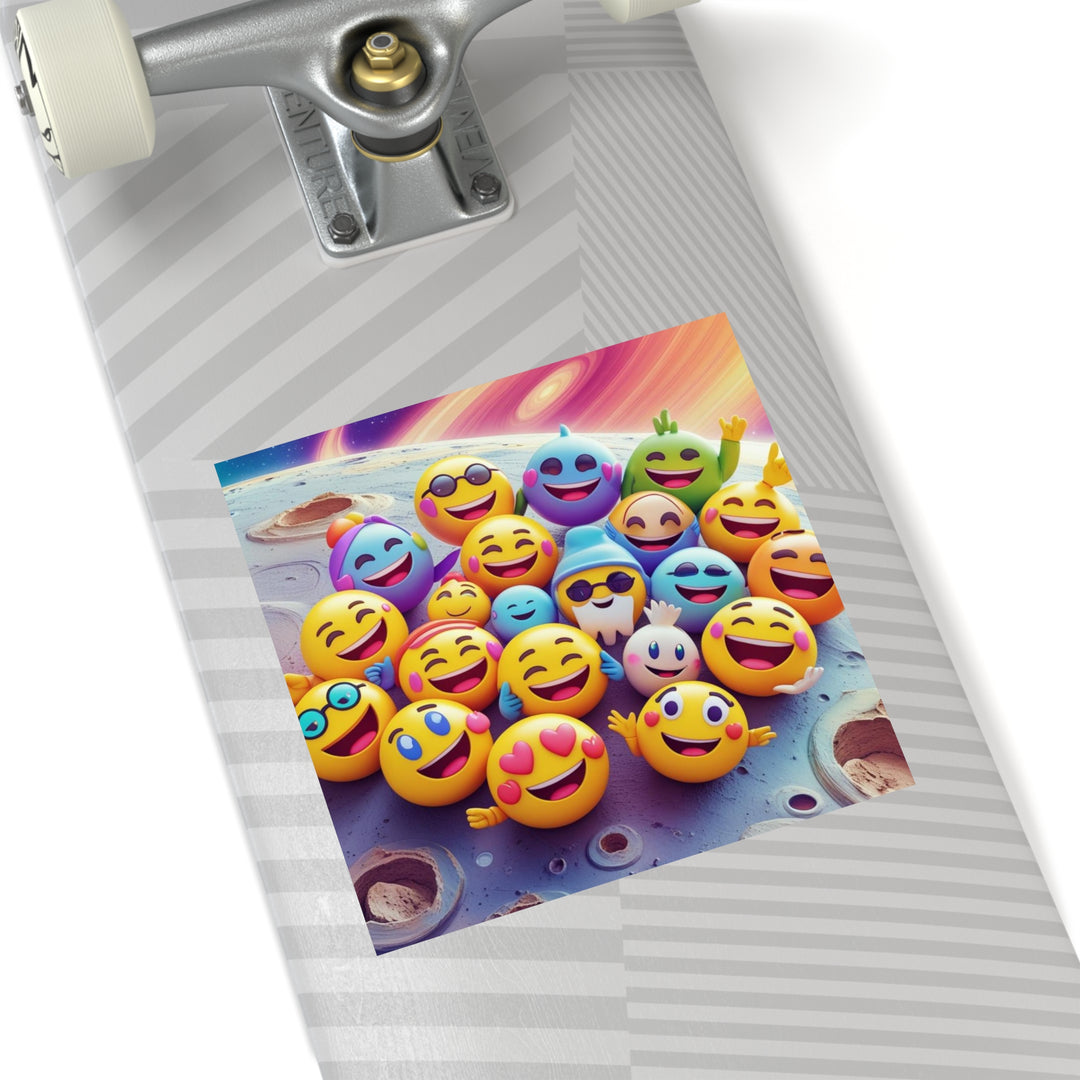 Vibrant Space Emoji Square Sticker – Durable Indoor/Outdoor Custom Vinyl