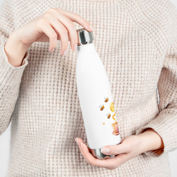 20oz Insulated Bottle – Cute Bee & Honey Teacup Design, Hot/Cold, Eco-Chic