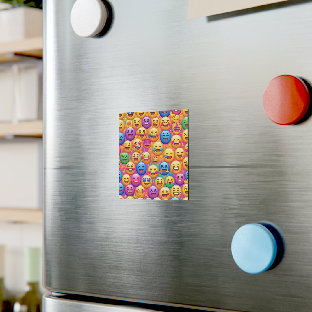 Personalized Square Magnet – Fun Emoji Pattern, Durable & Customizable Gift