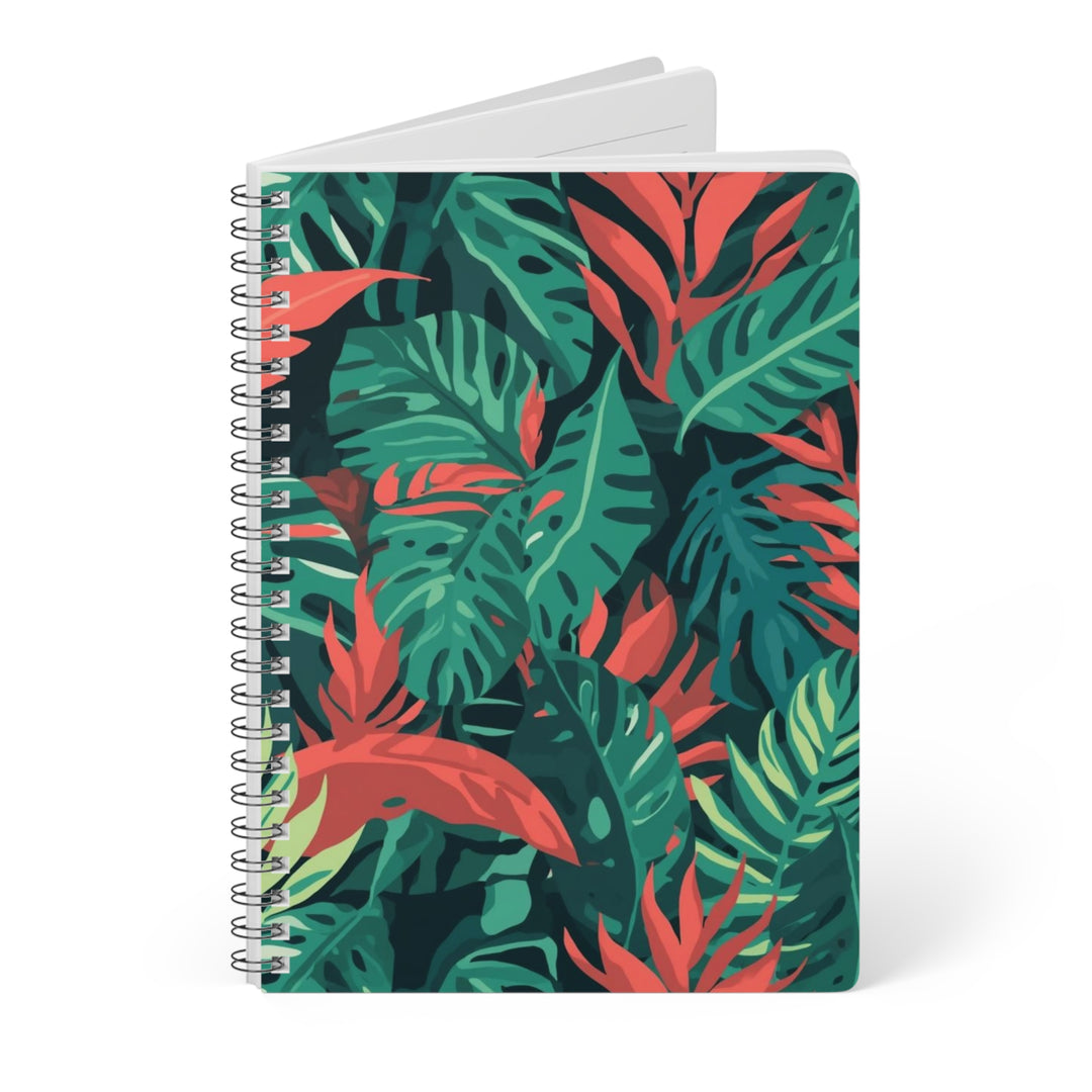 Wirobound A5 Softcover Notebook – Tropical Leaf Design, 150 Pages, Luxe & Trendy