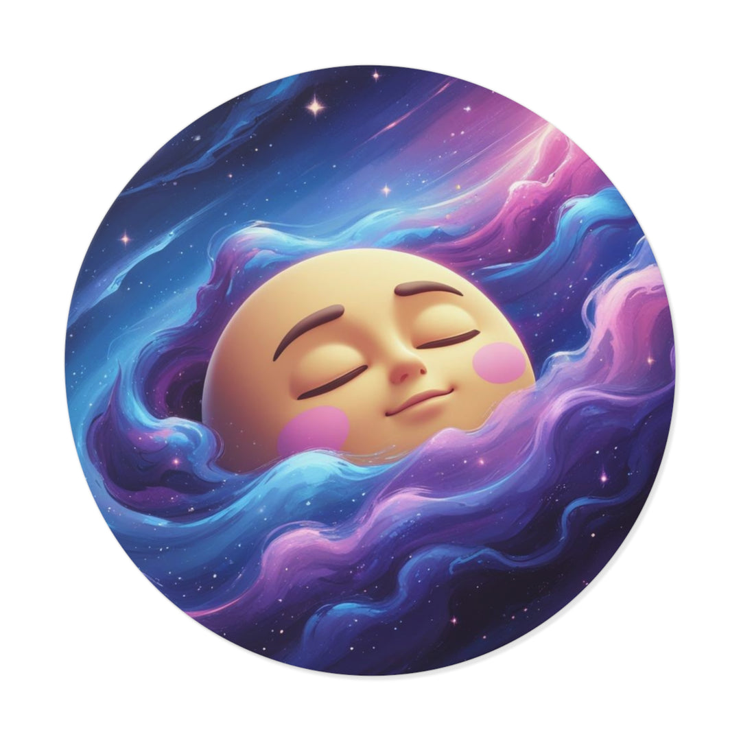 Custom Round Vinyl Sticker – Dreamy Galaxy Moon | Waterproof & Trendy