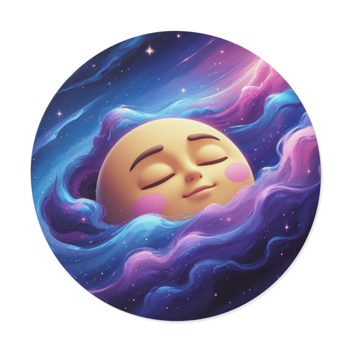Custom Round Vinyl Sticker – Dreamy Galaxy Moon | Waterproof & Trendy
