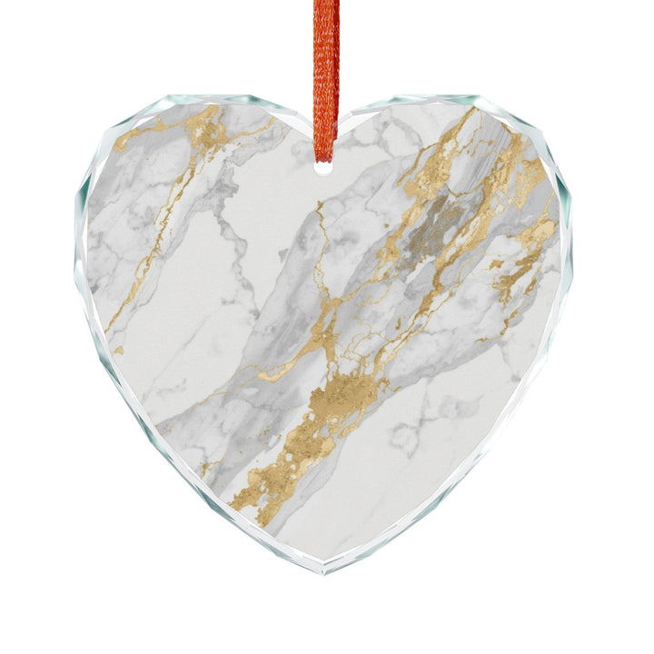 Crystal Glass Ornament – Marble & Gold Designer Decor, Chic Gift Keepsake