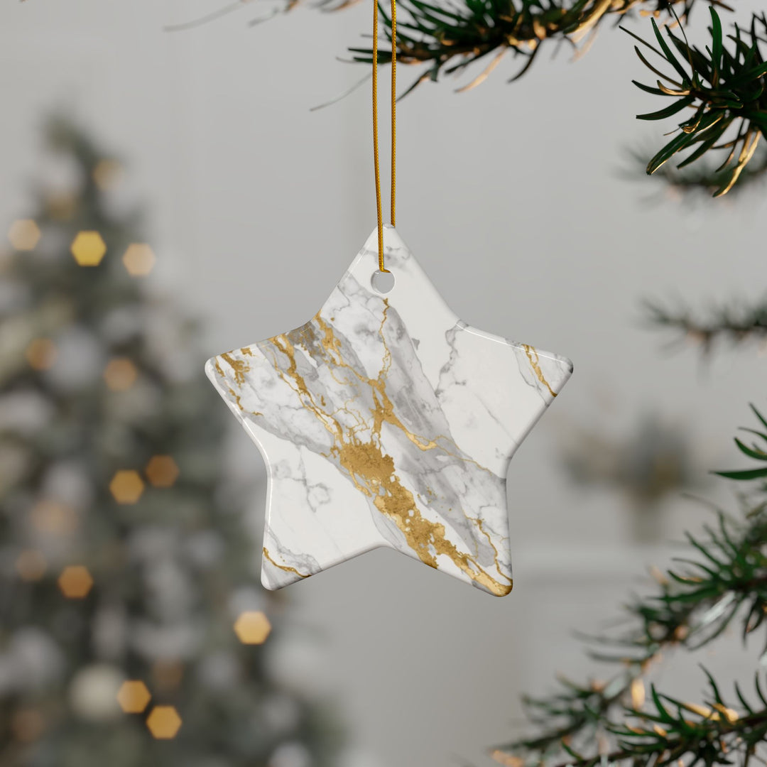 Custom Marble Gold Double-Sided Ceramic Ornaments – Luxe, Modern Decor