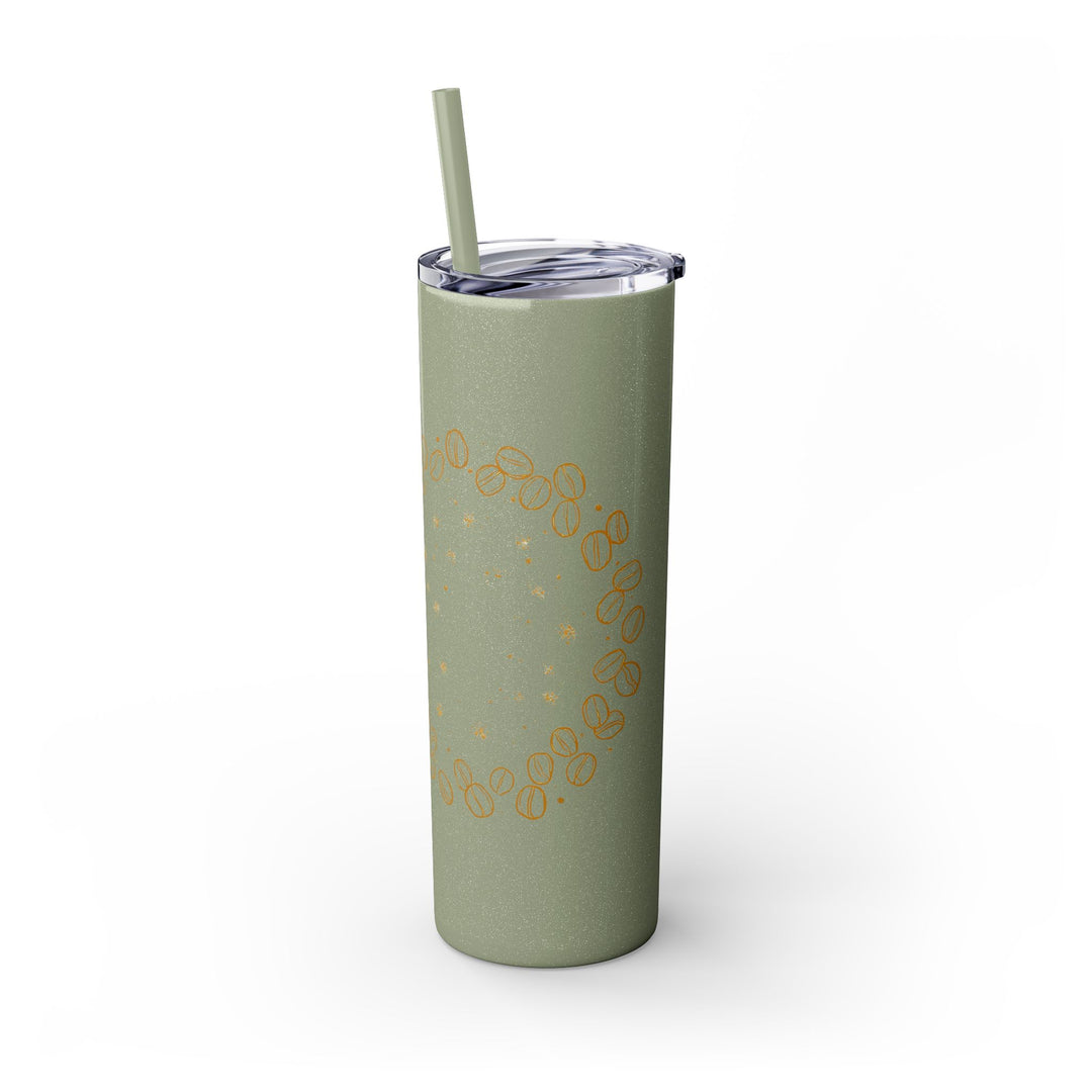 Coffee Lover’s 20oz Skinny Tumbler – Chic Hand-Drawn Beans & Straw