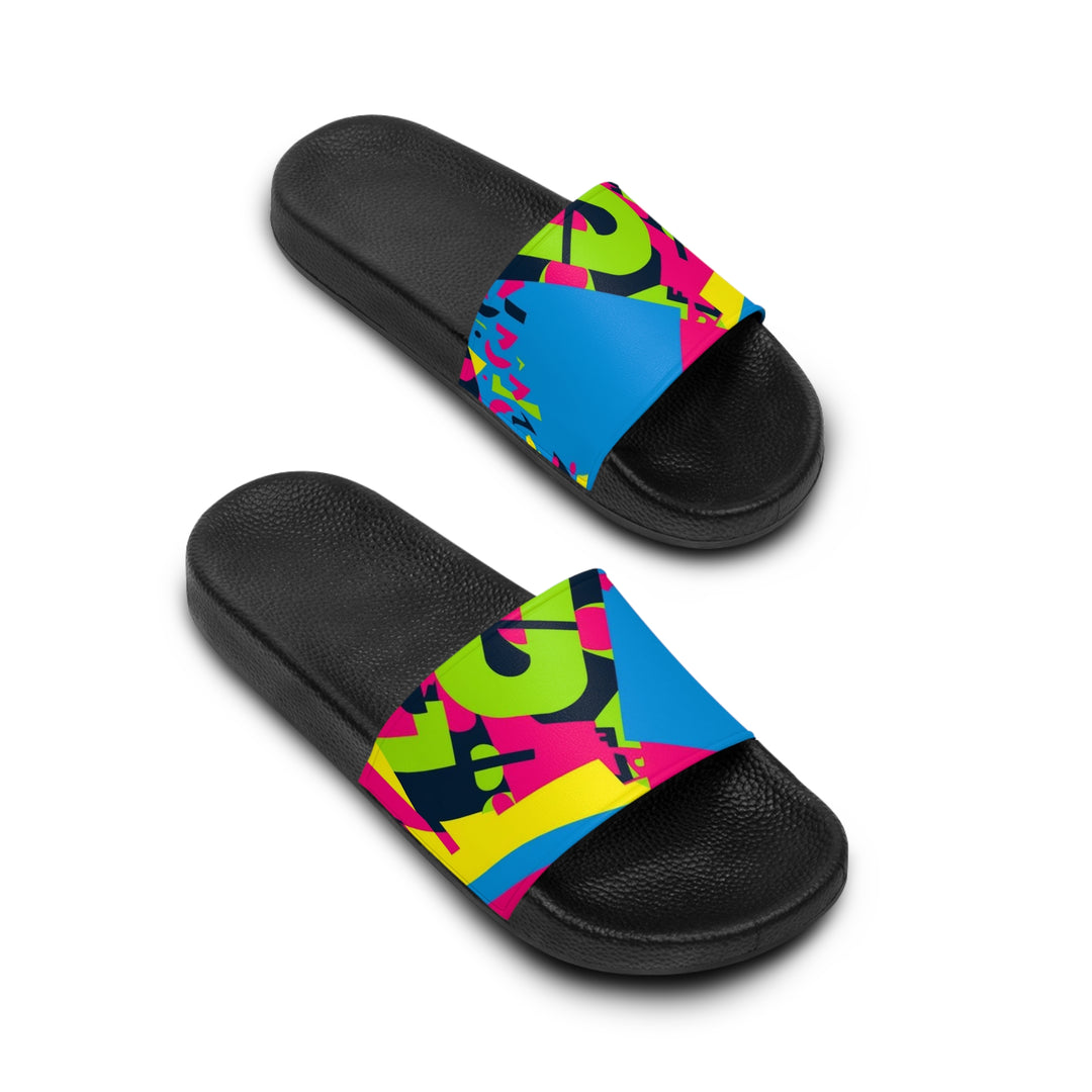 Neon Geometric Women's Slide Sandals – Trendy, Personalized, All-Day Comfort