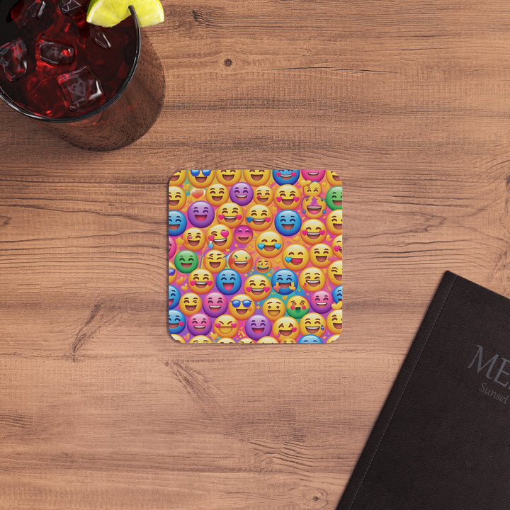 Emoji Vibe Square Coasters (50/100) – Fun, Stylish, Premium Protection
