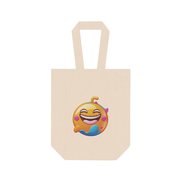 Double Wine Tote Bag – Emoji Fun, Insulated Canvas Carrier for 2 Bottles