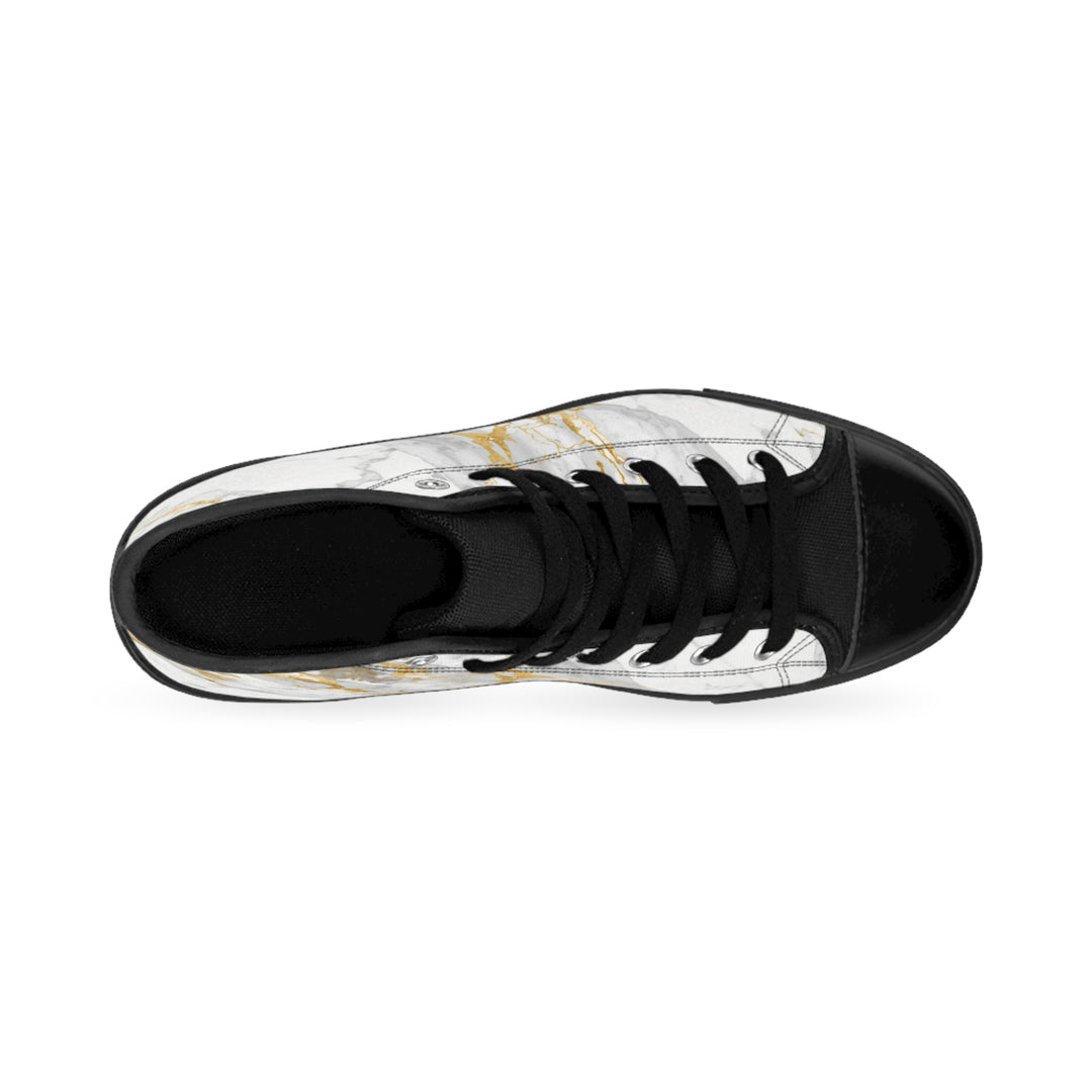 Men’s High-Top Classic Sneakers – Marble Gold Design, Trendy & Comfy