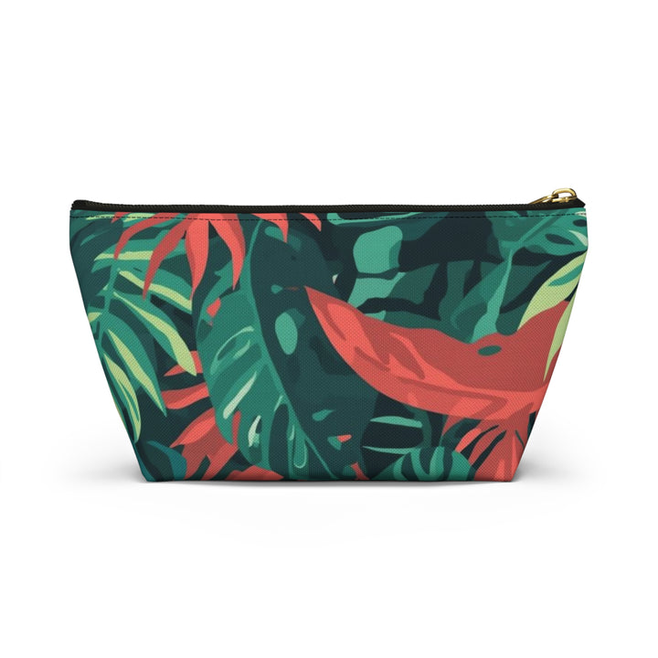 Chic T-Bottom Accessory Pouch – Tropical Leaf Pattern, Travel & Makeup Bag