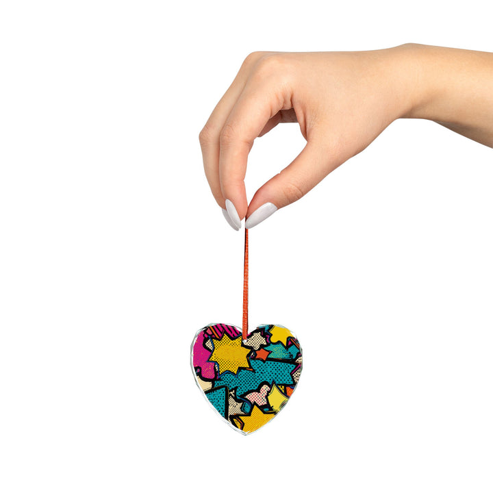 Pop Art Crystal Glass Ornament – Vibrant Comic Book Decor, Round/Heart
