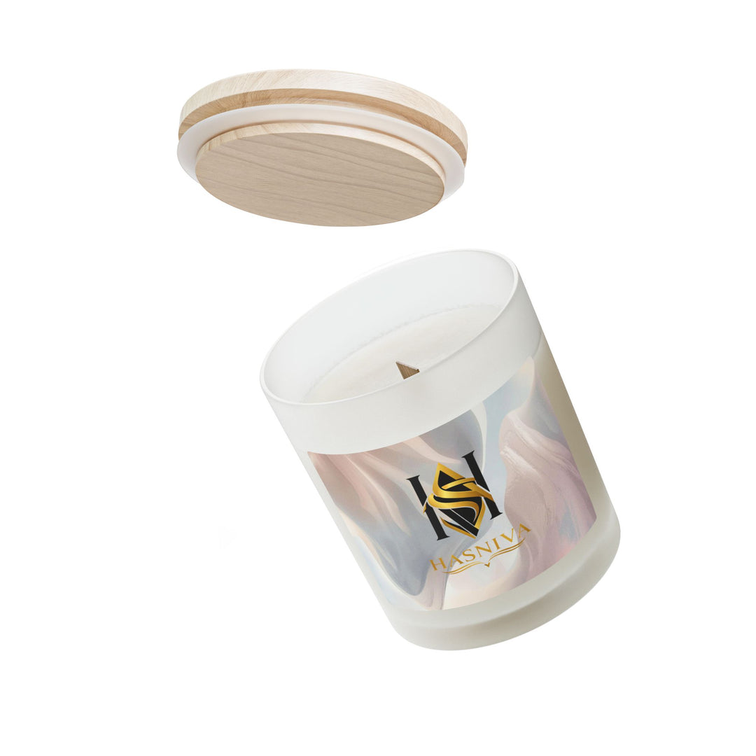 Frosted Glass Candle 11oz – Chic Minimal Pastel, Wooden Wick, 9 Scents