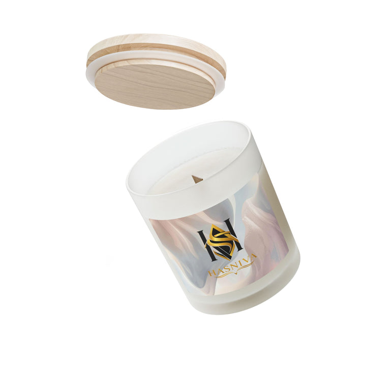 Frosted Glass Candle 11oz – Chic Minimal Pastel, Wooden Wick, 9 Scents