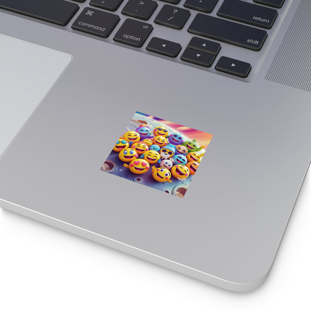 Vibrant Space Emoji Square Sticker – Durable Indoor/Outdoor Custom Vinyl