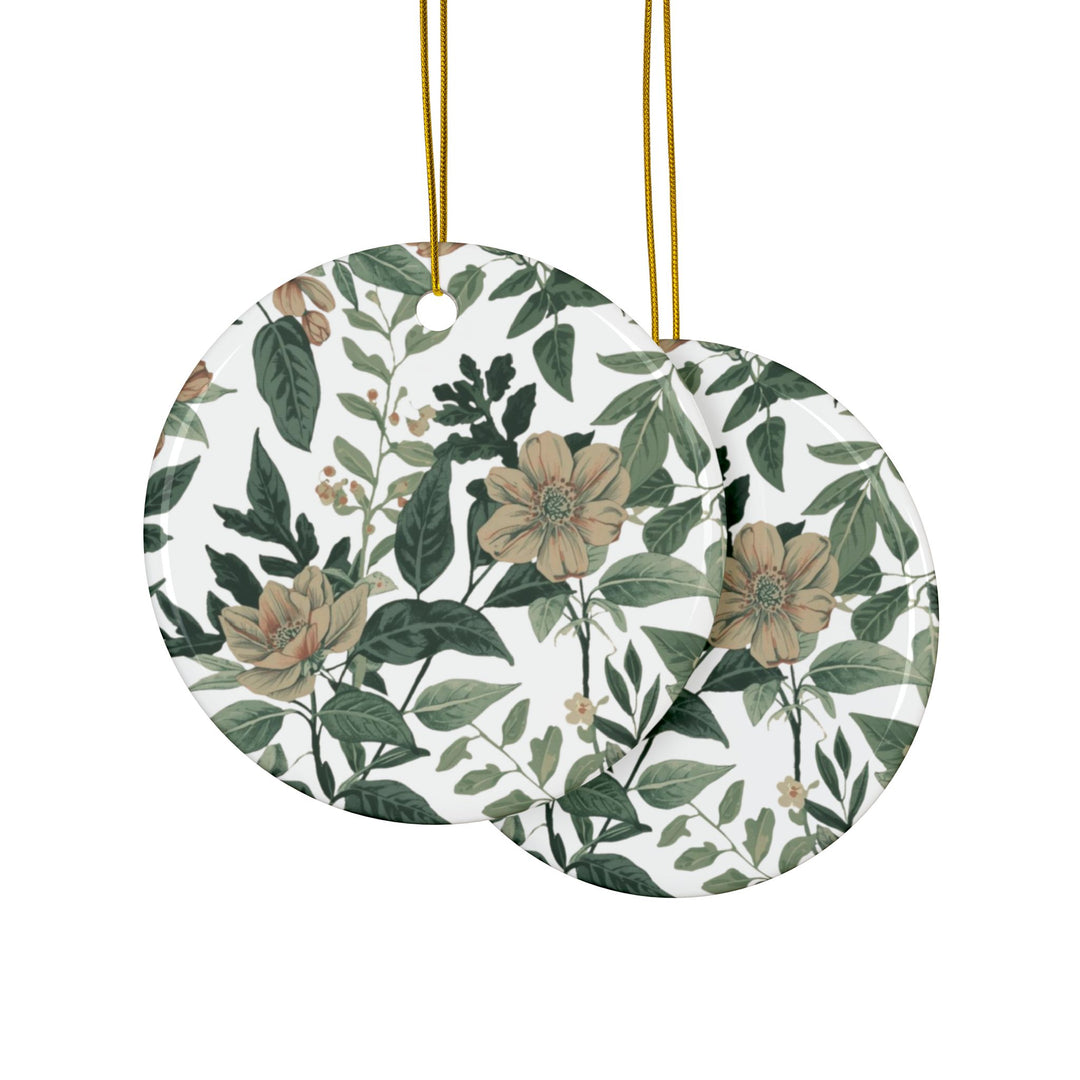 Custom Double-Sided Ceramic Ornaments – Vintage Floral Botanical Gift Set