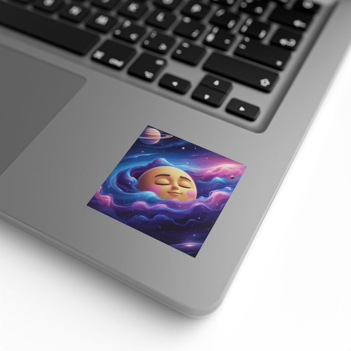 Galaxy Moon Square Sticker Rolls – Cute Space Label, Custom Sizes, Durable