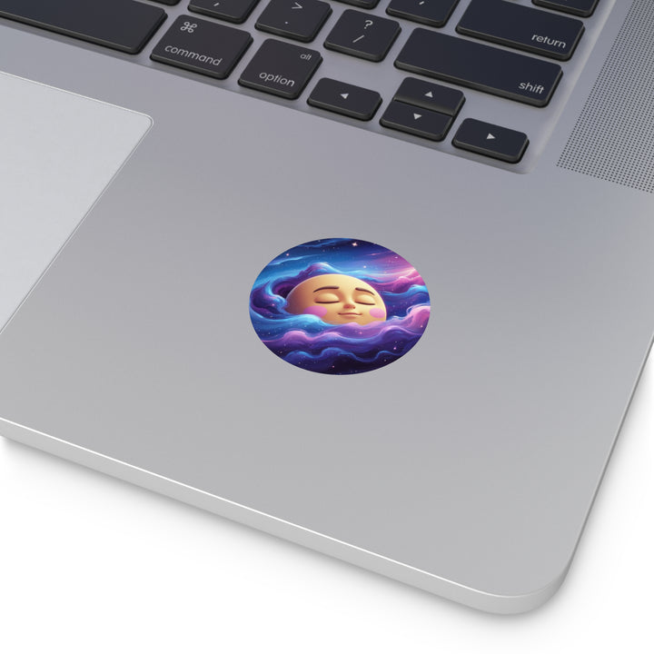 Custom Round Vinyl Sticker – Dreamy Galaxy Moon | Waterproof & Trendy