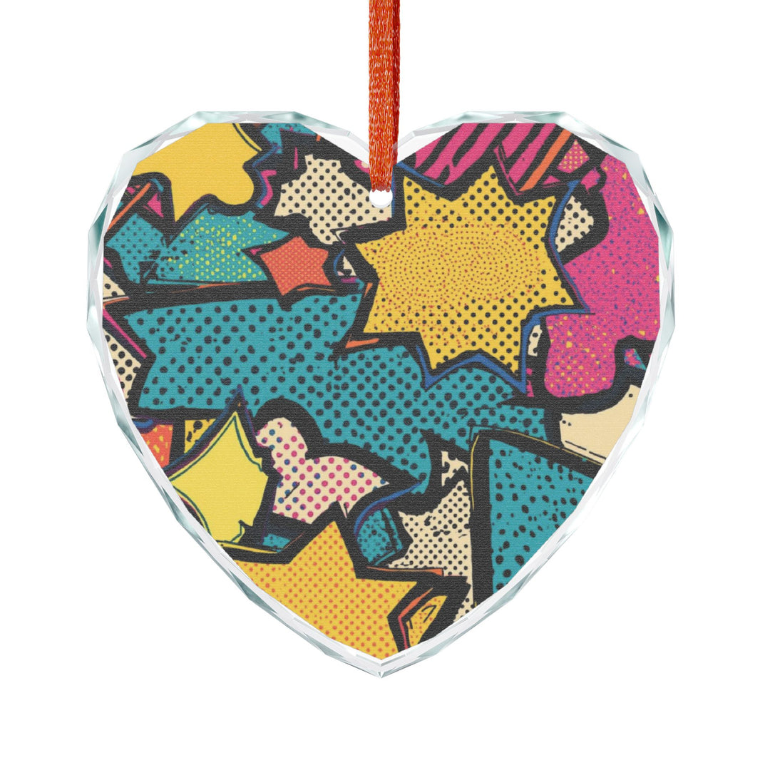 Pop Art Crystal Glass Ornament – Vibrant Comic Book Decor, Round/Heart