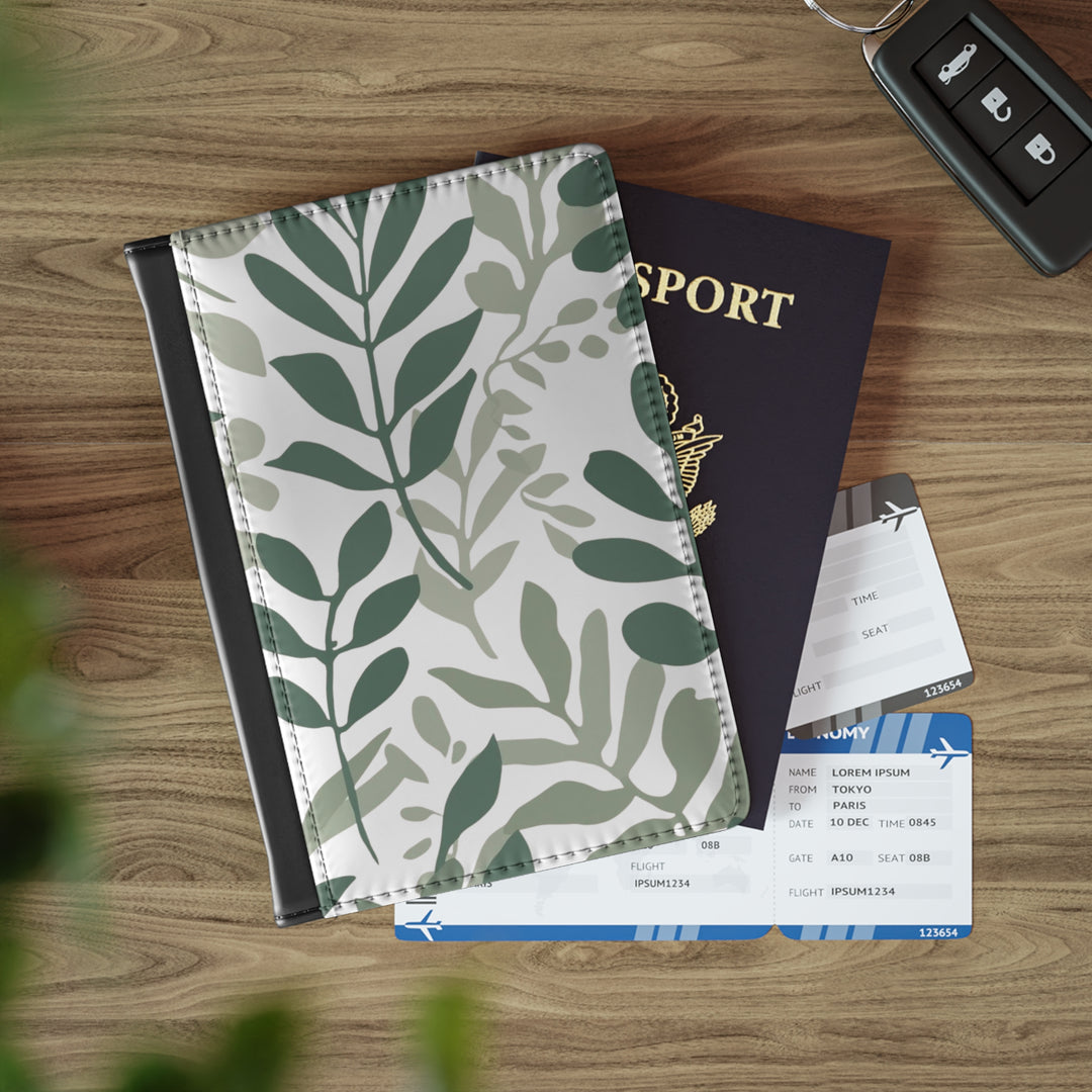 Personalized Botanical Passport Cover – RFID Blocking, Stylish Leafy Travel Wallet