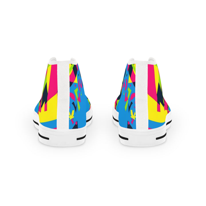 Men's Neon Geometric High Top Sneakers – Bold, Comfy, Streetwear Style