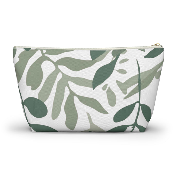 Leafy Green Botanical T-Bottom Accessory Pouch – Chic, Modern Organizer