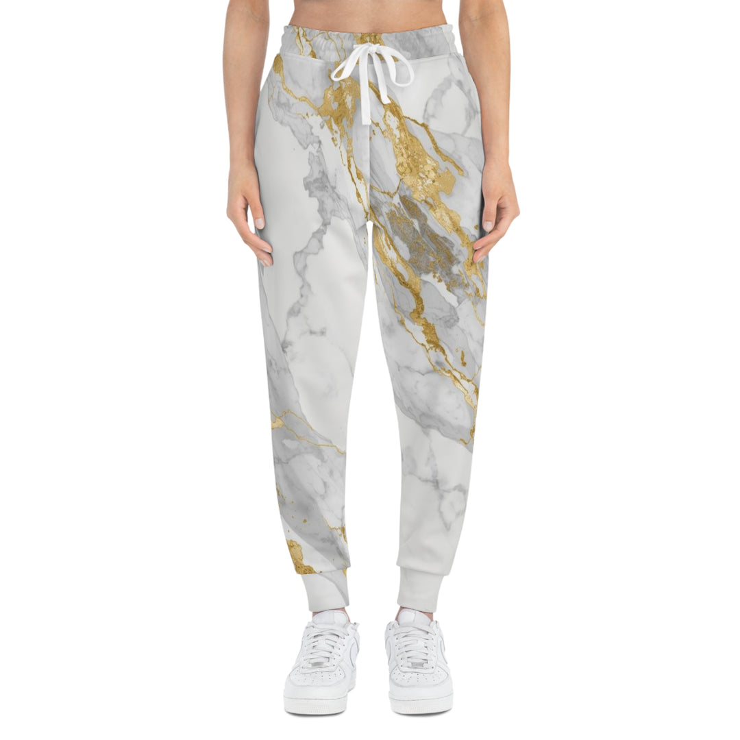 Marble Gold Athletic Joggers – Luxe All-Over Print, Modern Comfort Fit