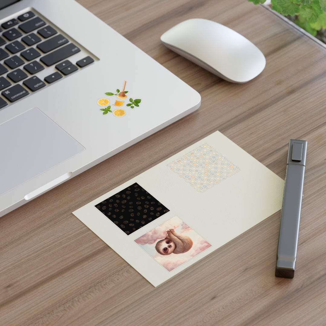 Custom Vinyl Sticker Sheets – Coffee, Cute Sloths, Lemons & Pastel Faces