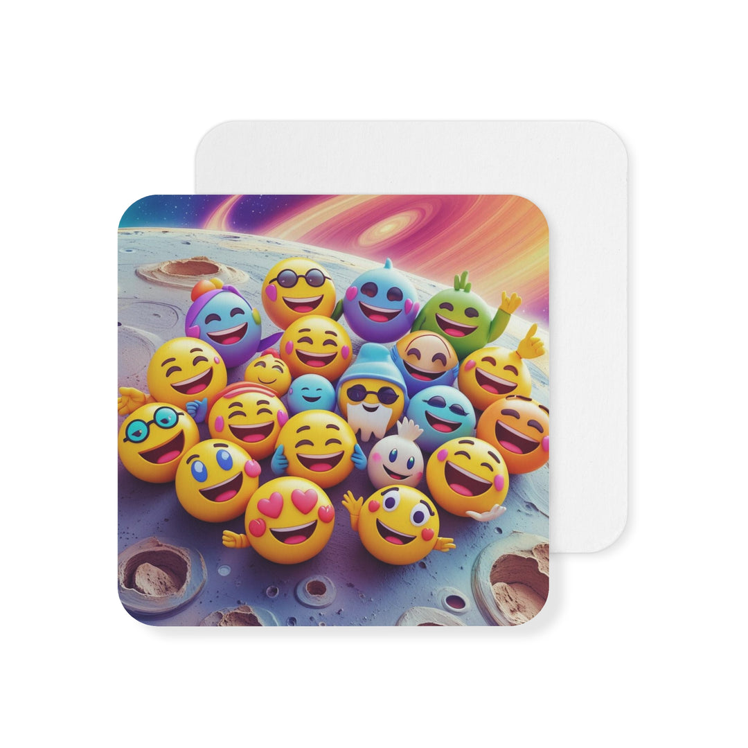 Emoji Space Party Square Coasters – Fun, Premium Packs (50/100 pcs)