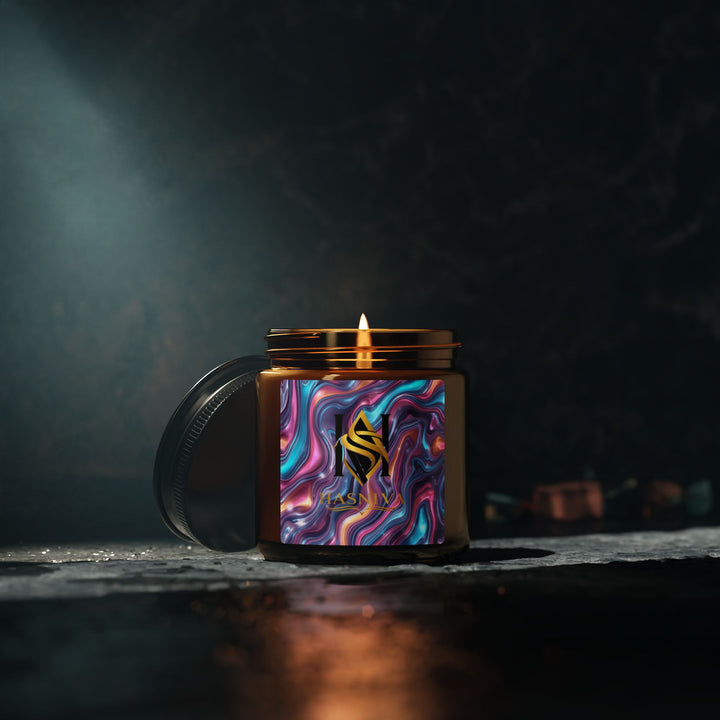 Mesmerizing Scented Soy Candle – Amber Jar, Marble Swirl, Multi-Size