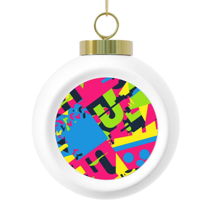 Personalized Bold Geometric Holiday Ball Ornament – Modern, Vibrant & Custom