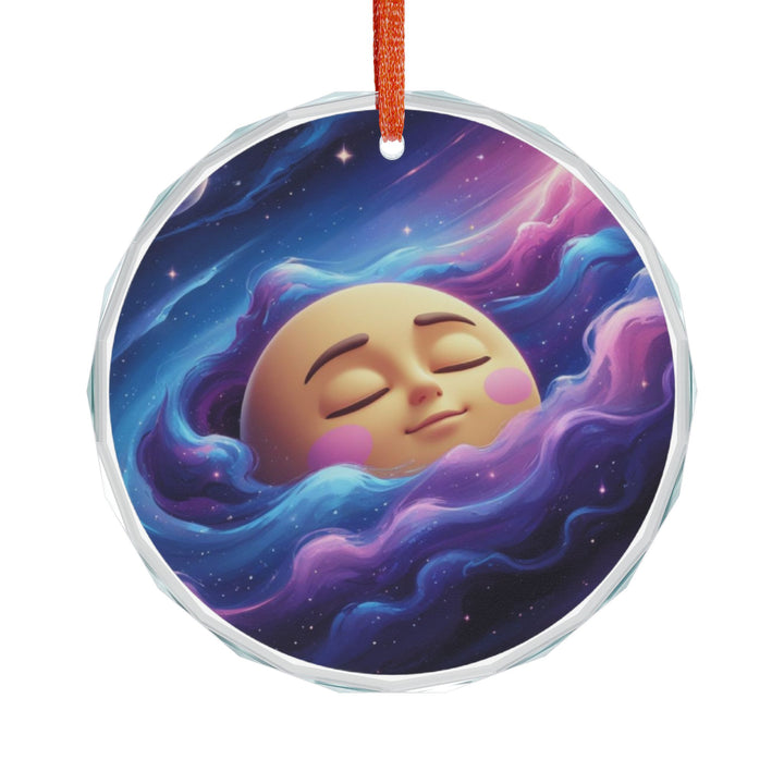 Galaxy Moon Crystal Glass Ornament – Cute Space Decor, Whimsical Charm