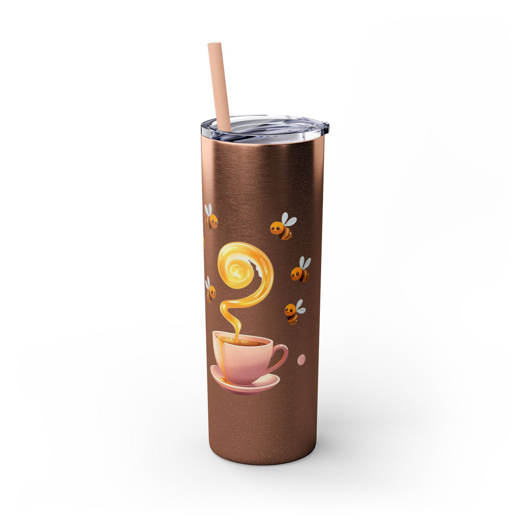 Pink Honeybee 20oz Skinny Tumbler with Straw – Cute Tea Cup Design